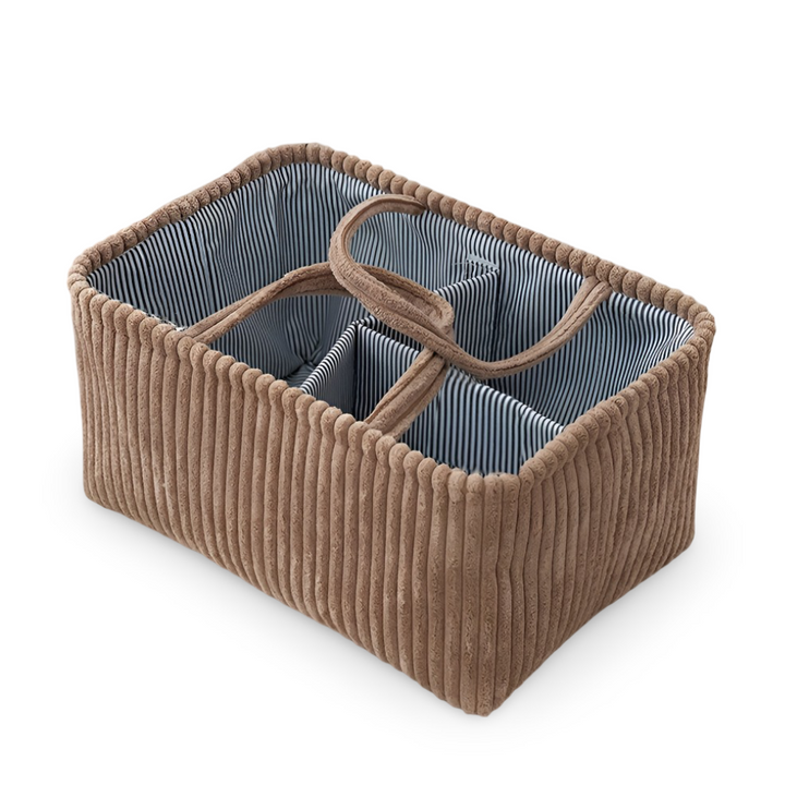 Panier organisateur bébé polyester, rangement couches crèche chambre, accessoires essentiels pour une organisation facile.
