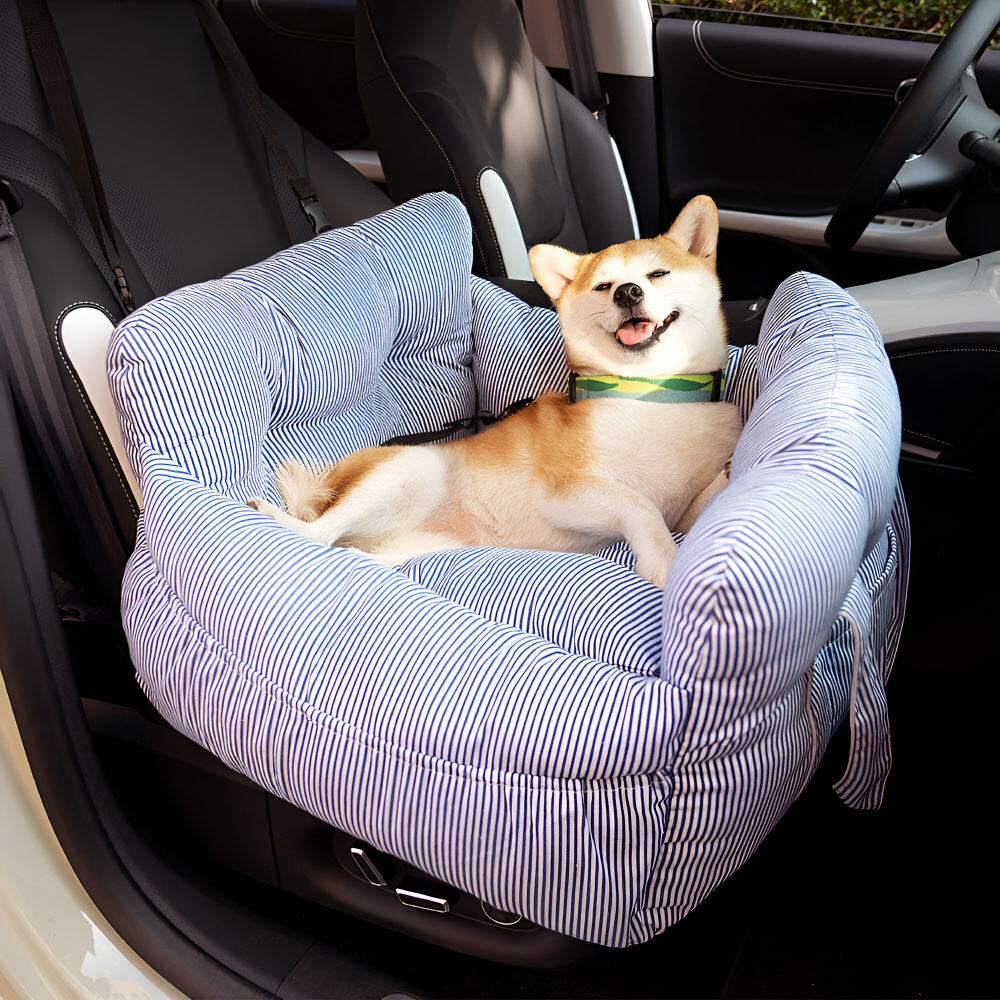 Siège de transport compact pour chien. Facile à installer, idéal pour les voyages animaliers.