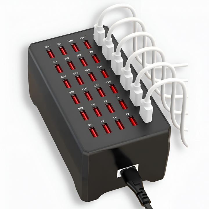 Chargeur rapide USB compact pour usage domestique ou professionnel. Compatible avec 30 appareils.