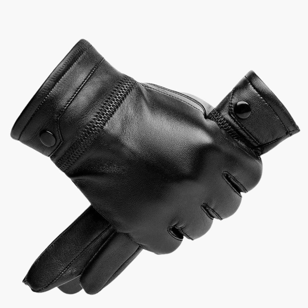 Gants noirs élégants pour l'hiver, tissu doux assurant chaleur et confort. Accessoire mode unisexe.