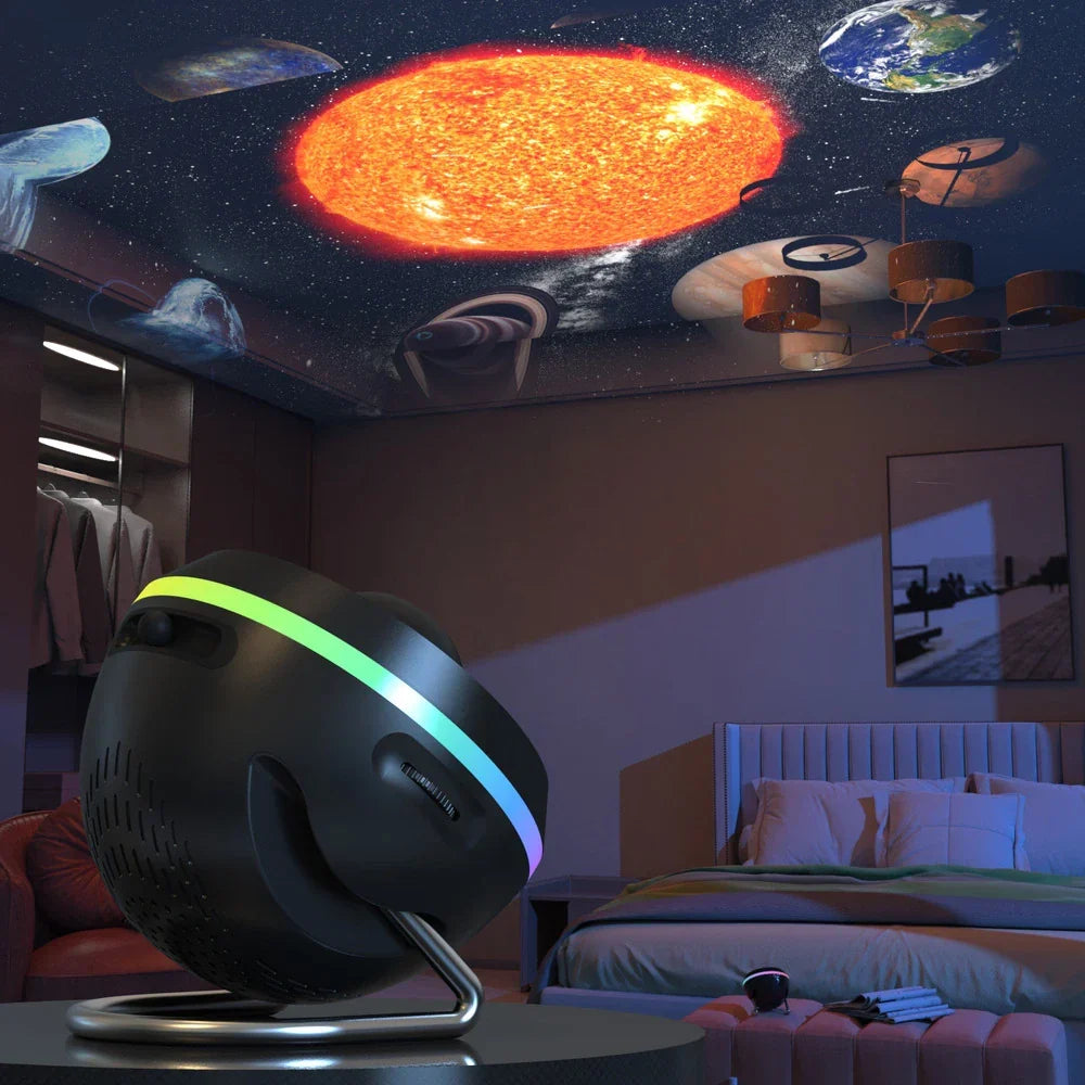 Projecteur galaxie LED créant un ciel étoilé vibrant, parfait pour la décoration de chambre d'enfant.