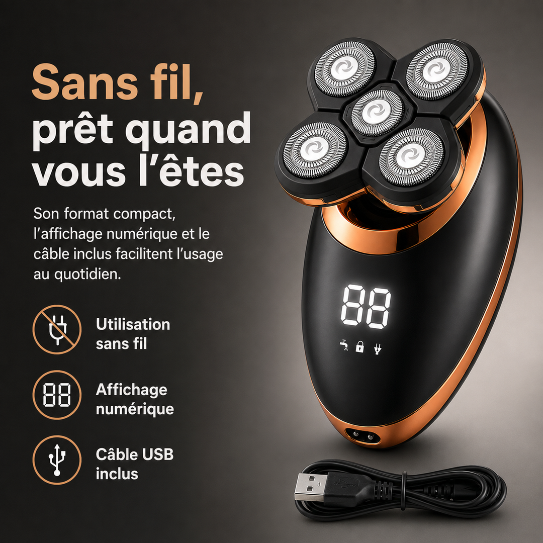 Tondeuse électrique homme étanche pour douche. Nettoyage facile, hygiène parfaite. Utilisation polyvalente.