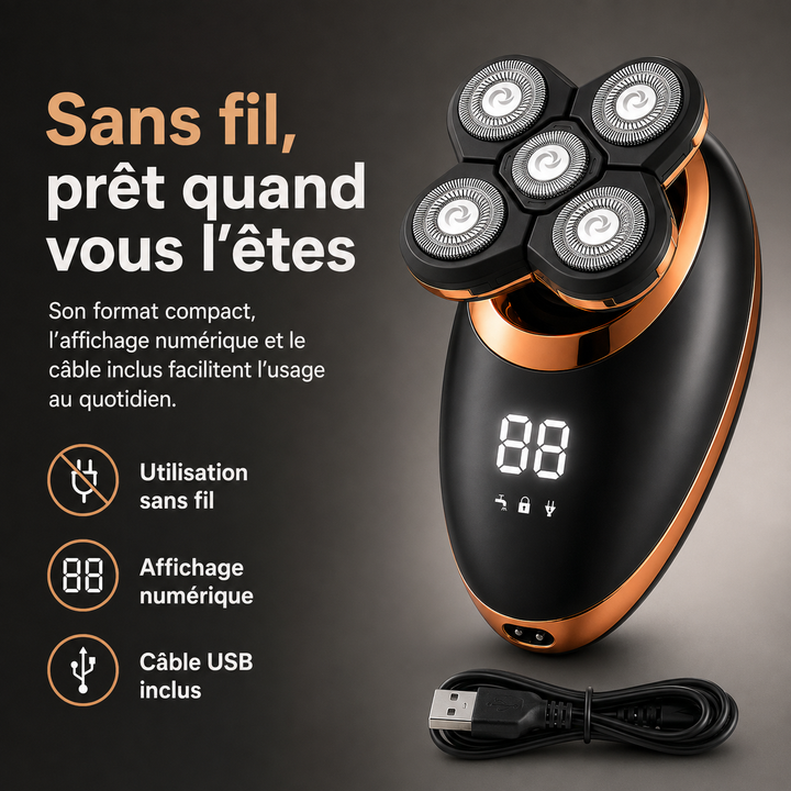 Tondeuse électrique homme étanche pour douche. Nettoyage facile, hygiène parfaite. Utilisation polyvalente.