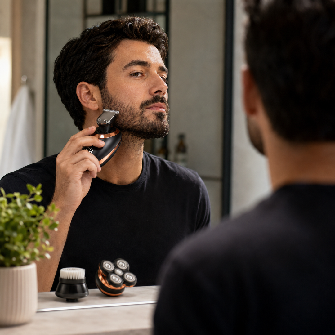 Kit tondeuse homme électrique multifonction avec accessoires pour barbe, nez, corps. Toilettage polyvalent.