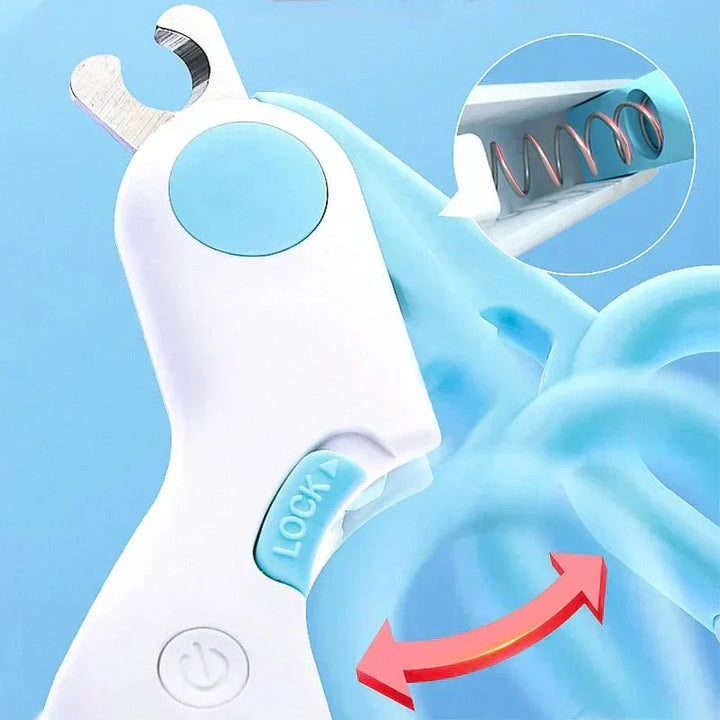 Zoom sur le coupe-ongles LED pour chat et chien. Lumière intégrée pour voir la veine et éviter les blessures.