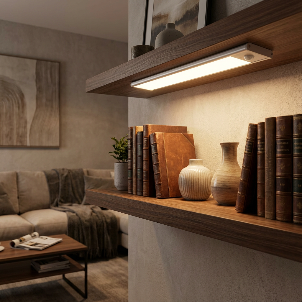 Projecteur LED intérieur dimmable, éclairage ajustable avec détecteur de mouvement PIR.
