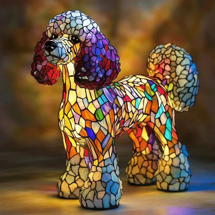 Lampe chien fait main, lumière douce et chaleureuse, parfaite pour créer une atmosphère relaxante à la maison.