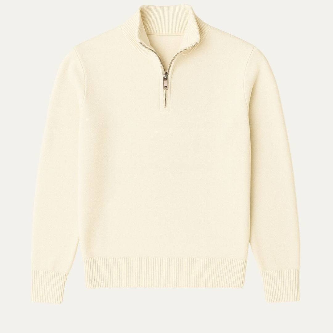 Pull homme hiver automne, col montant zippé, coupe droite, disponible en grande taille.