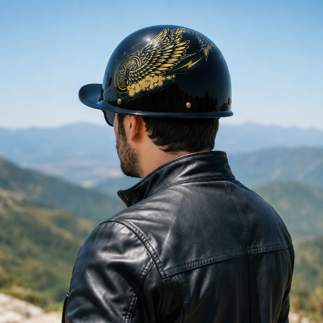 Casque de sécurité PulseCap noir mat, pour scooter et moto, inspiration baseball.