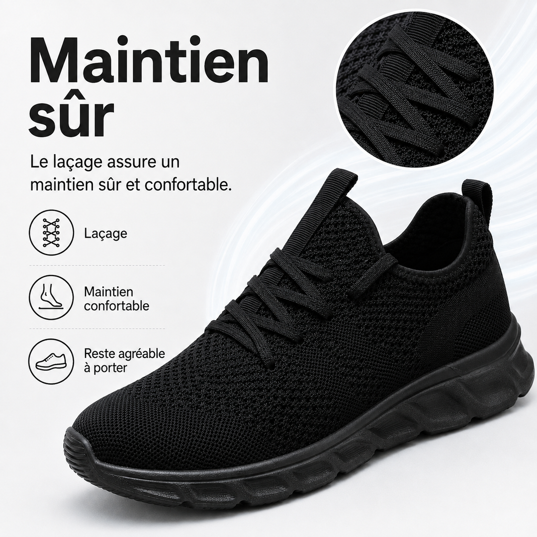 Détail du tissu respirant des chaussures athlétiques PureMotion blanches pour hommes.