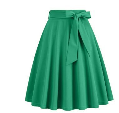 Jupe midi A-line moderne pour femme, taille haute avec un nœud latéral. Un style chic et tendance.