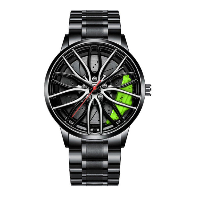 Montre sportive homme, design unique voiture de course, bracelet résistant, accessoire masculin chic.