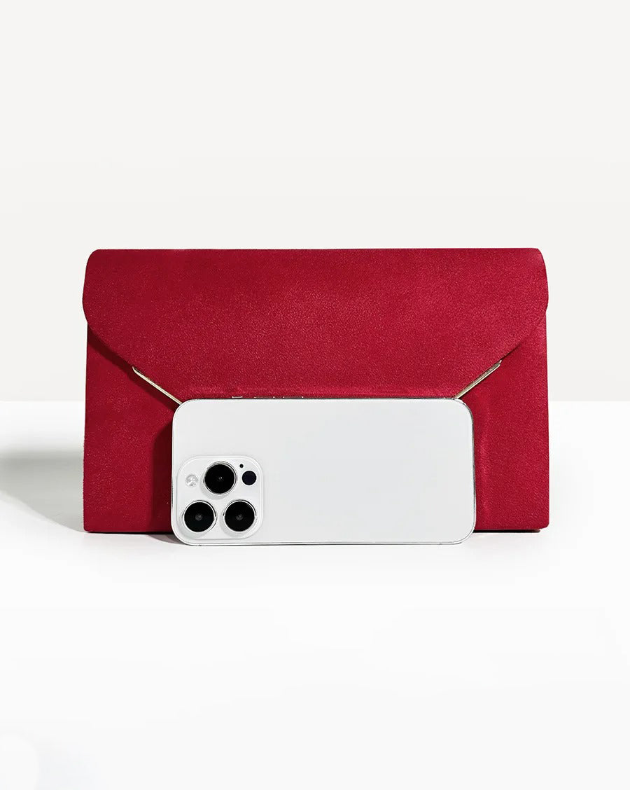 Pochette de soirée élégante pour femme, en velours luxe style daim.