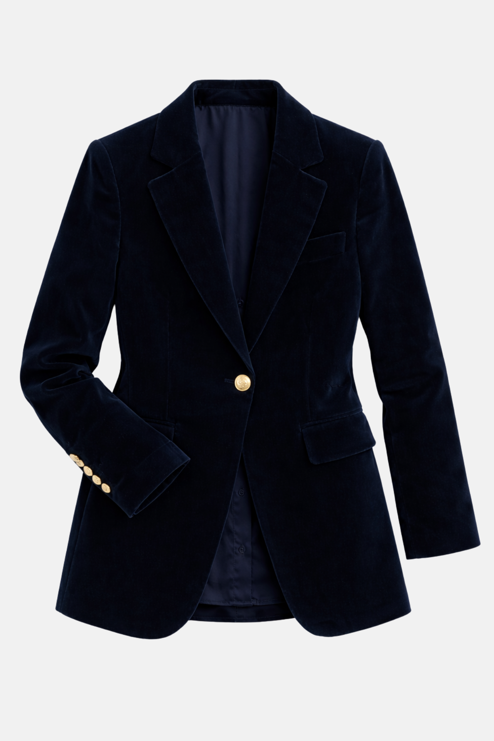 Veste blazer femme cintrée marine, idéale look professionnel ou tendance, coupe moderne.