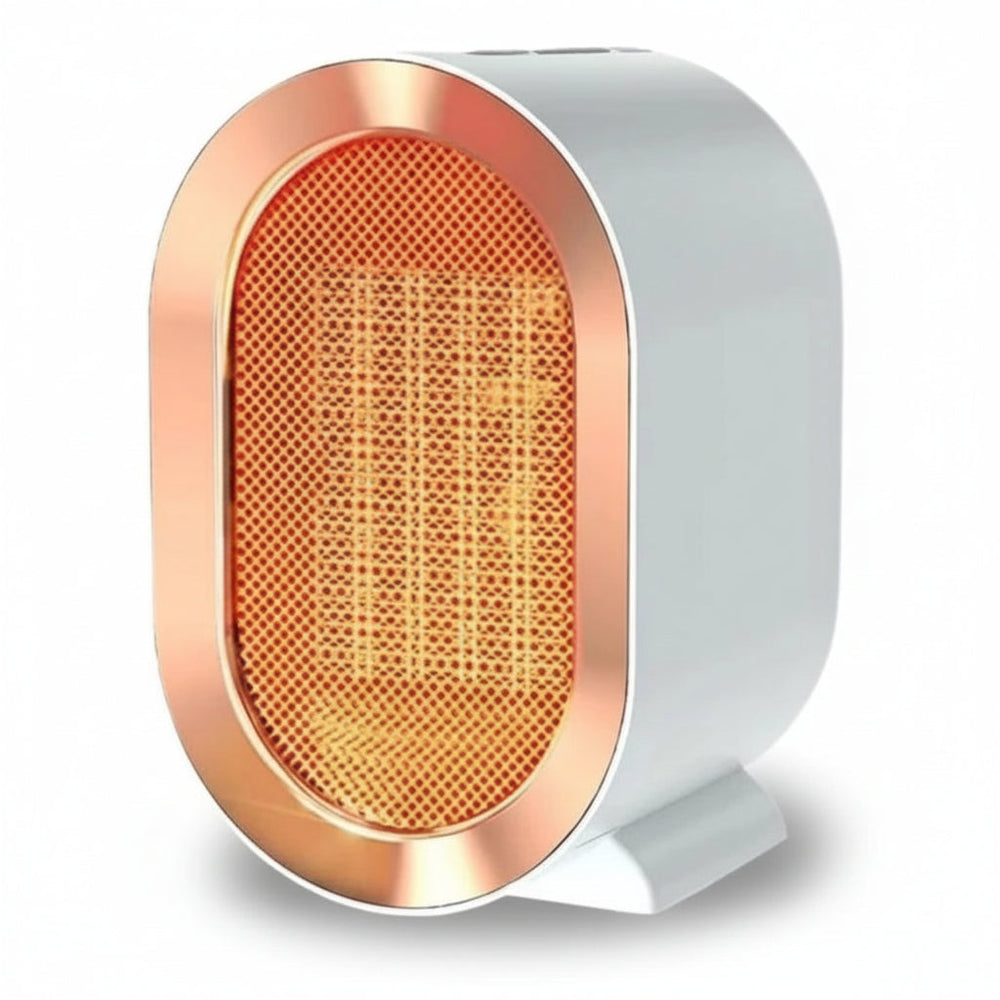 Radiateur électrique compact vert silencieux, avec poignée intégrée, idéal pour apporter chaleur dans toute pièce.