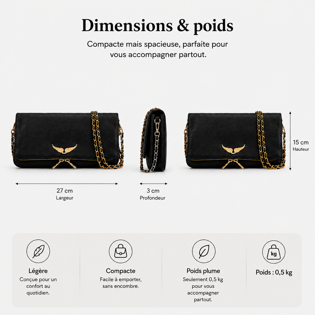 Pochette chic Ravenna pour femme, accessoire de mode polyvalent, jour et nuit.