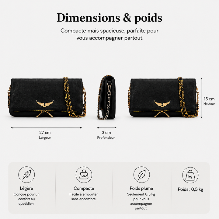 Pochette chic Ravenna pour femme, accessoire de mode polyvalent, jour et nuit.