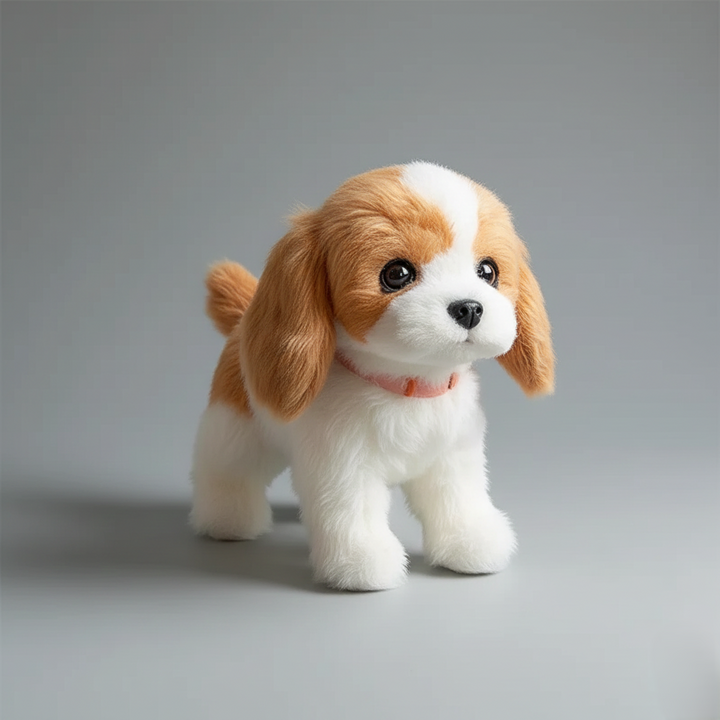 Chiot robot réaliste avec capteurs interactifs, compagnon intelligent et amusant pour les enfants.