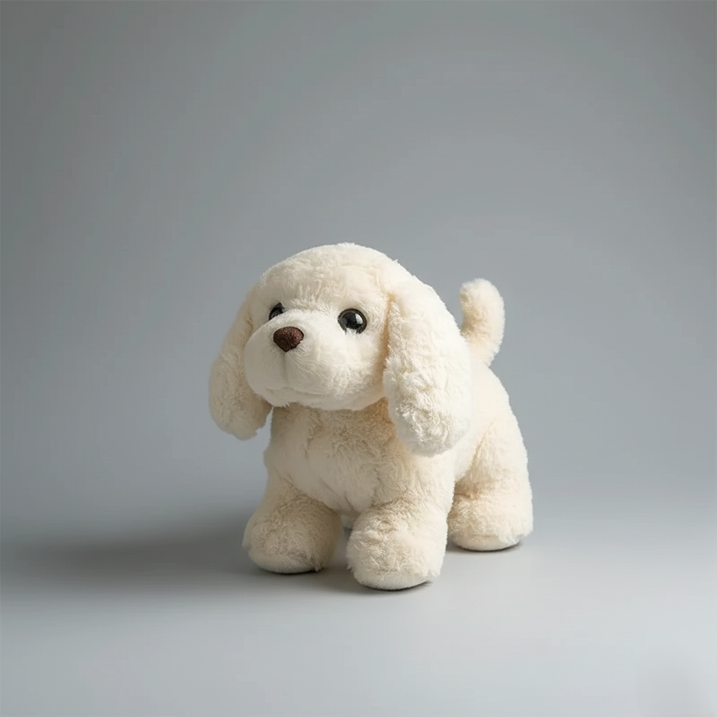 Enfant joue avec son chiot robot interactif, compagnon réaliste et fidèle pour des heures de plaisir.