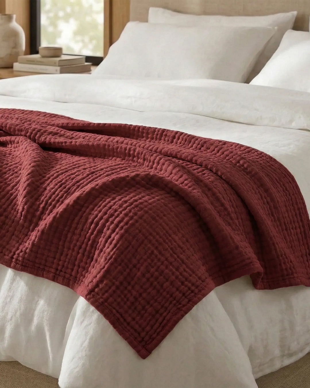 Plaid en coton, doux, respirant et polyvalent, parfait pour toutes les pièces de la maison.