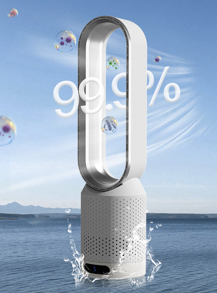 Climatiseur portable sans lame pour intérieur. Ventilateur, refroidisseur et purificateur d'air 3-en-1. Compact.