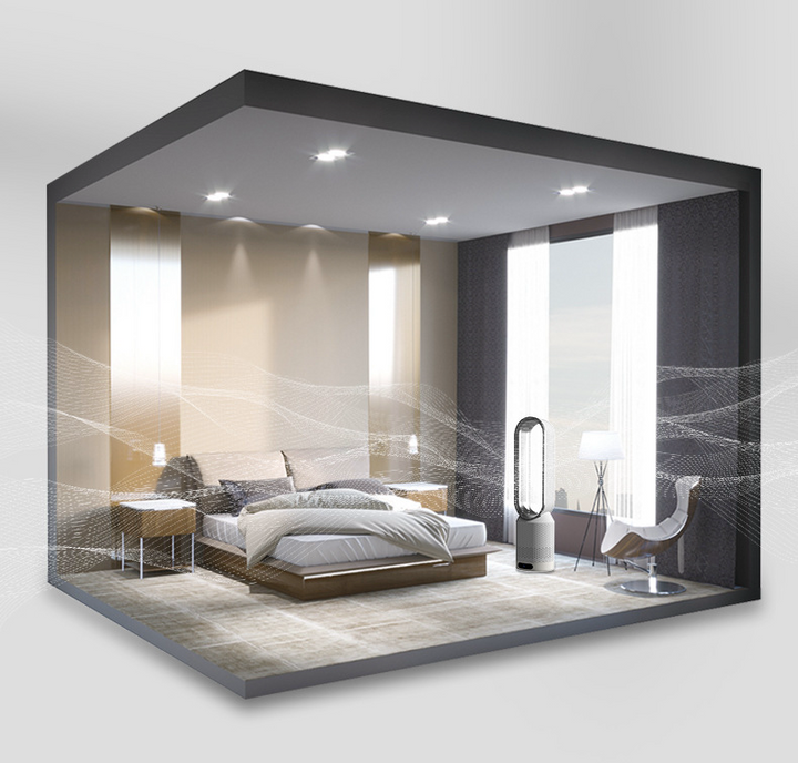 Purificateur d'air et refroidisseur 3-en-1 sans lame. Ventilateur silencieux pour un intérieur avec air frais.
