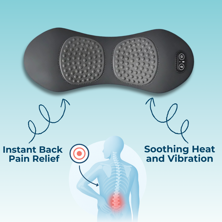 Masseur dorsal chauffant 3-en-1 portable, soulagement rapide sciatique et lombaire.