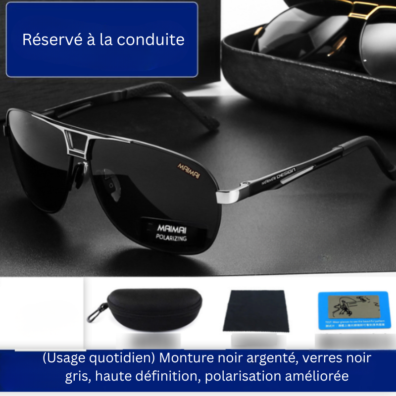 Lunettes de soleil polarisées vintage ELLA en aluminium pour homme, protection UV400, style masculin élégant.
