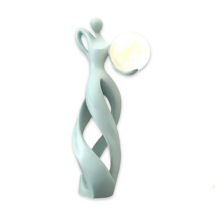 Lampe figurine abstraite décorative, éclairage doux pour un intérieur moderne et ambiance cosy.