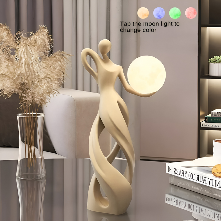 Sculpture design abstraite éclairée, figurine décorative pour sublimer votre intérieur moderne.