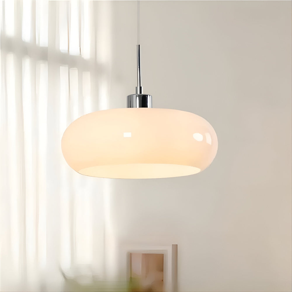 Luminaire CircaForma, suspension verre soufflé, éclairage LED, ambiance chaleureuse.