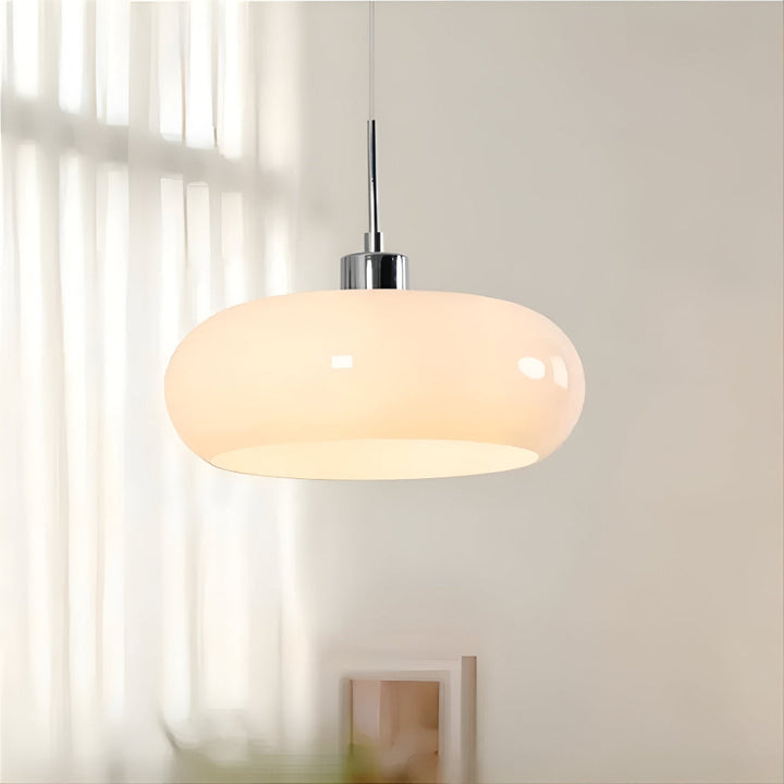 Luminaire CircaForma, suspension verre soufflé, éclairage LED, ambiance chaleureuse.