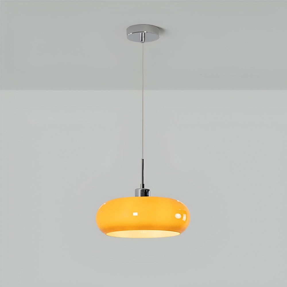 Lampe suspendue CircaForma, verre soufflé, lumière dimmable, décoration salon élégante.