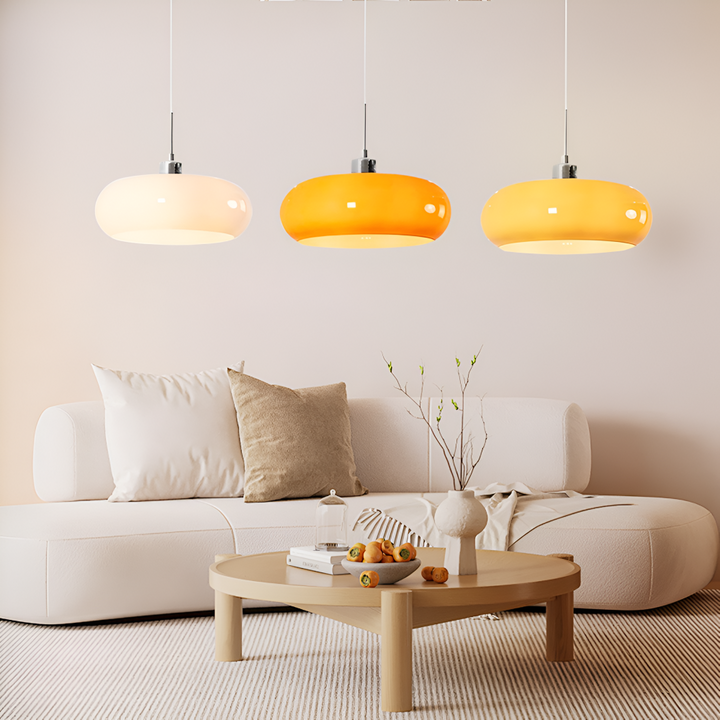 Lampe à suspension CircaForma, style Bauhaus, éclairage LED doux, idéal pour salon.