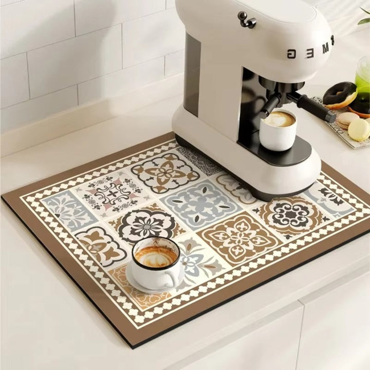 Protège-comptoir absorbant pour machine à café. Tapis de cuisine rétro antidérapant, anti-déversement.