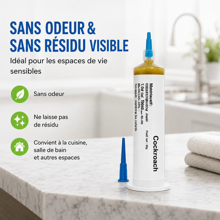 Gel anti-cafards RoachGuard pour cuisine et maison. Insecticide puissant pour une hygiène impeccable.