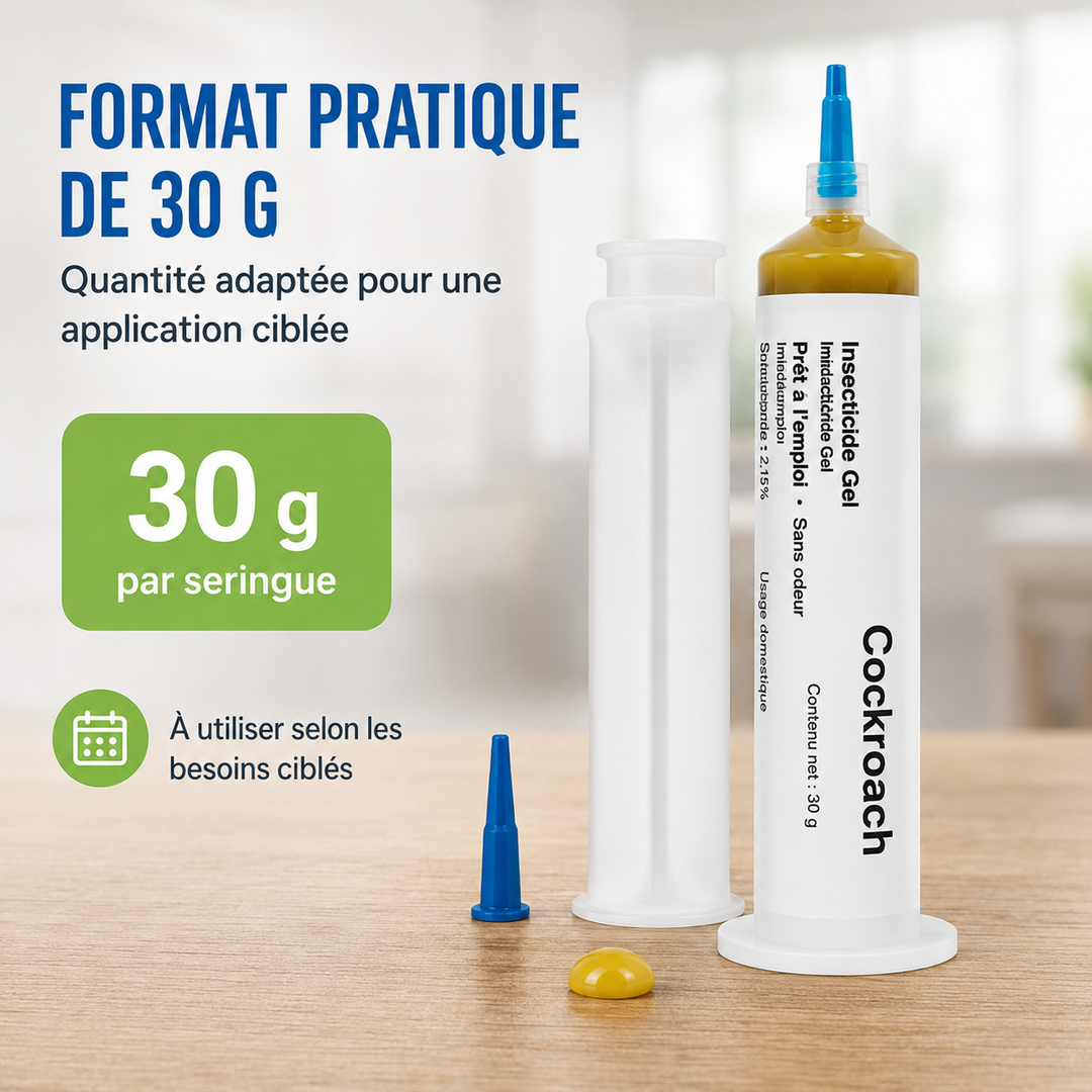 Tueur de cafards RoachGuard : Gel insecticide puissant. Idéal pour usage intérieur et extérieur.