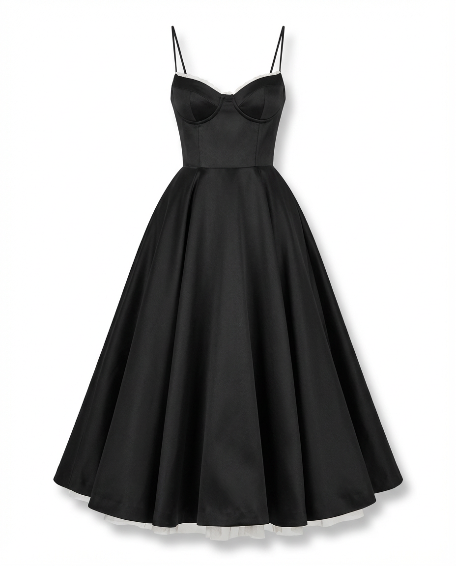 Robe midi femme fluide à bretelles élégantes, idéale pour soirées d'été chic.