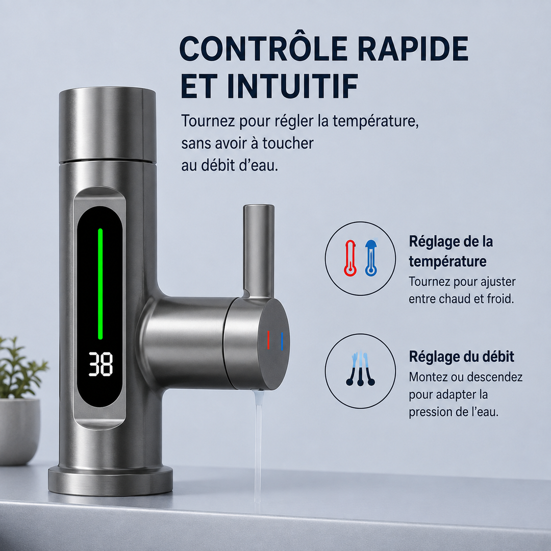 Douchette extractible pour évier, 5 jets, affichage LED, robinet flexible.
