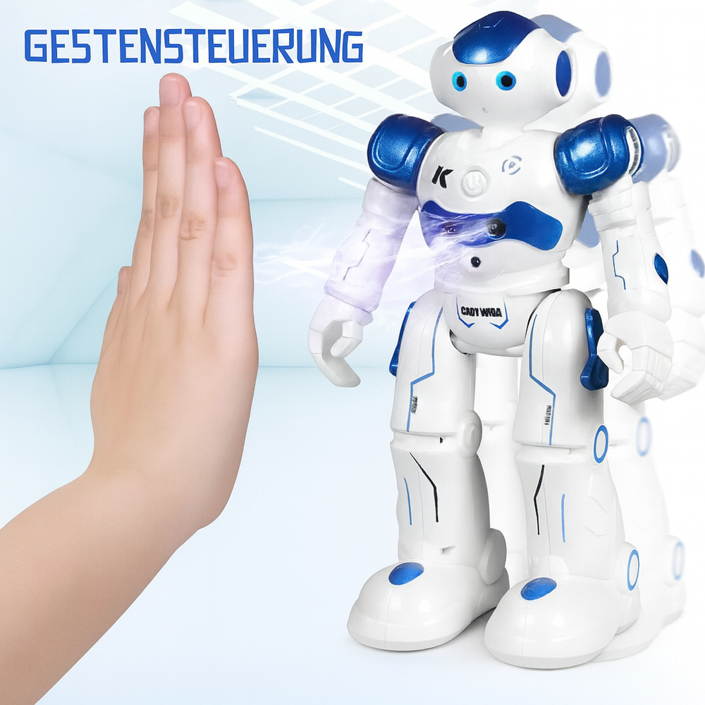 Robot jouet programmable pour enfants, développe la logique et l'interaction ludique.