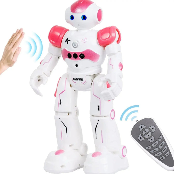 Robot ludique et coloré pour enfant, technologie interactive favorisant l'apprentissage précoce.