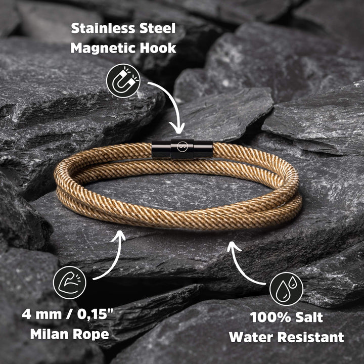 Bracelet magnétique unisexe marron, corde de Milan, accessoire élégant et résistant pour le quotidien.