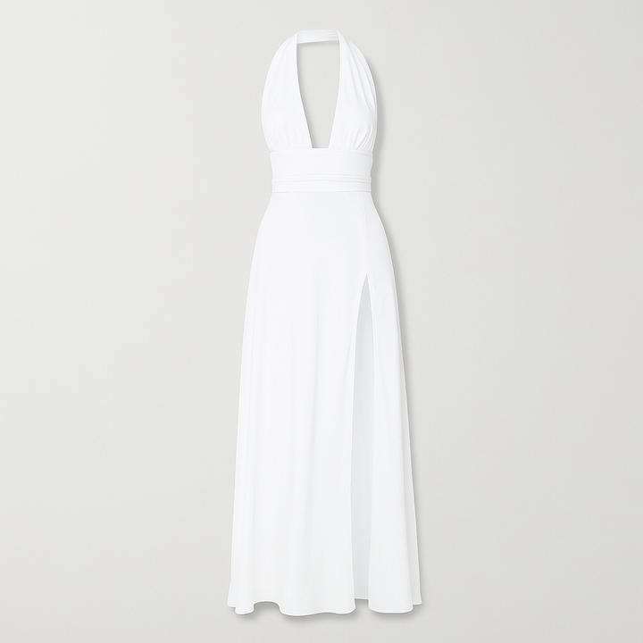 Robe élégante bleue pour femme, décontractée ou de soirée, look moderne.