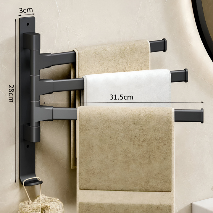 Support mural moderne en aluminium, bras pivotants pour serviettes de cuisine.