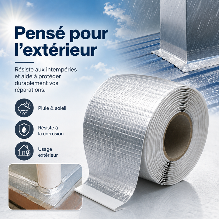 Ruban d'étanchéité adhésif puissant pour murs, toitures. Idéal anti-fuite, bricolage extérieur, résistant.