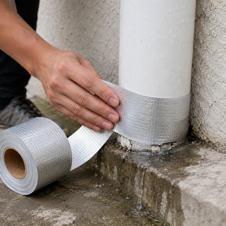 Ruban anti-fuite rapide et puissant pour toits. Scellement étanche murs, piscines, bricolage extérieur durable.