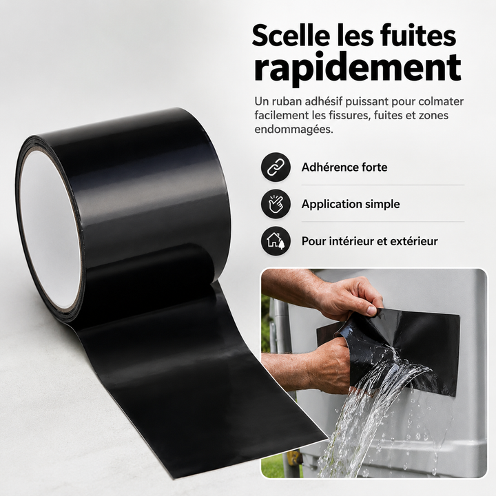 Ruban adhésif spécial fissures. Étanchéité et réparation durable contre les fuites sur diverses surfaces.