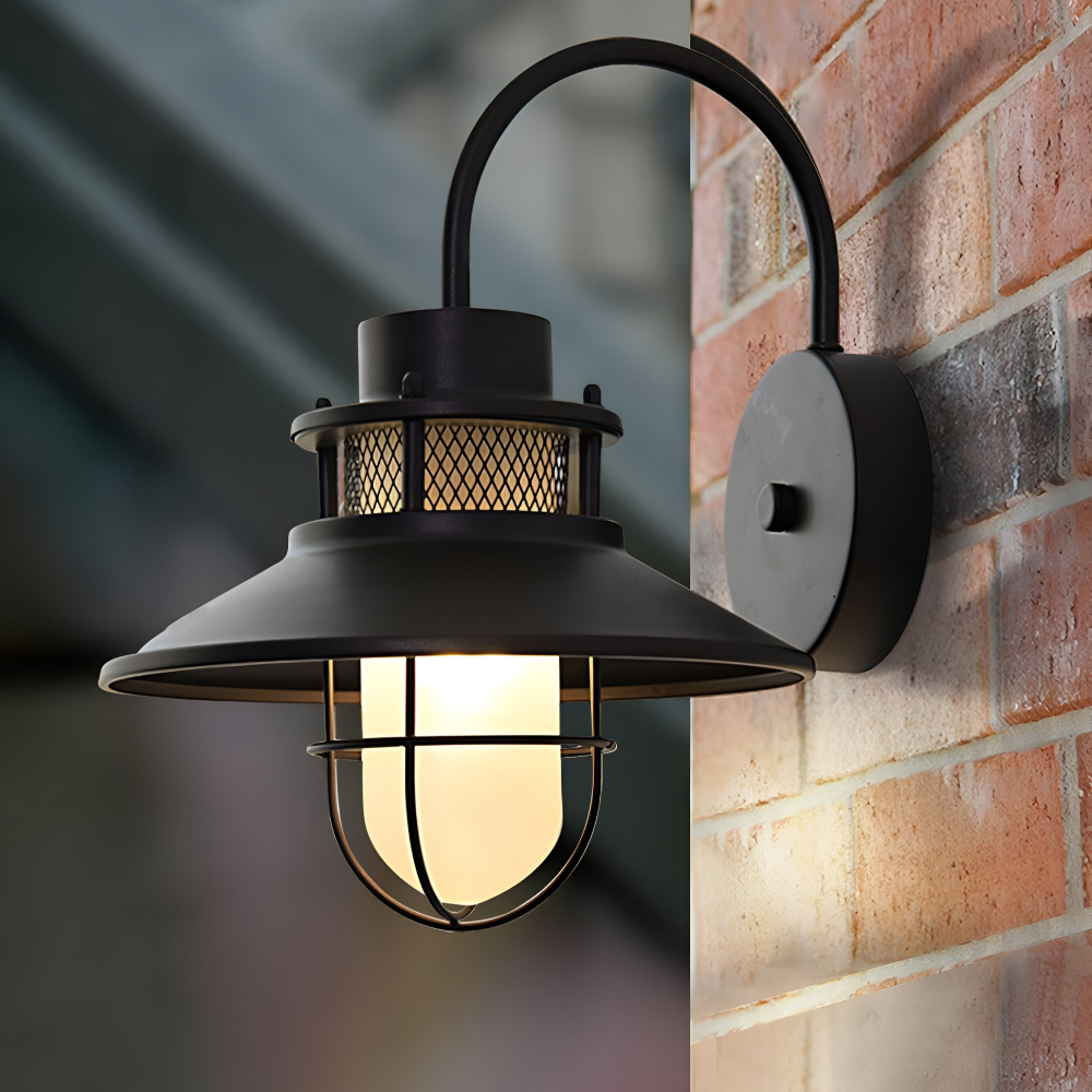Éclairage extérieur vintage industriel noir, IP65, robuste pour un look authentique et intemporel.