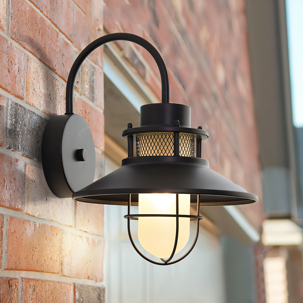 Lampe murale extérieure industrielle noire, IP65, éclairage vintage pour un style unique.
