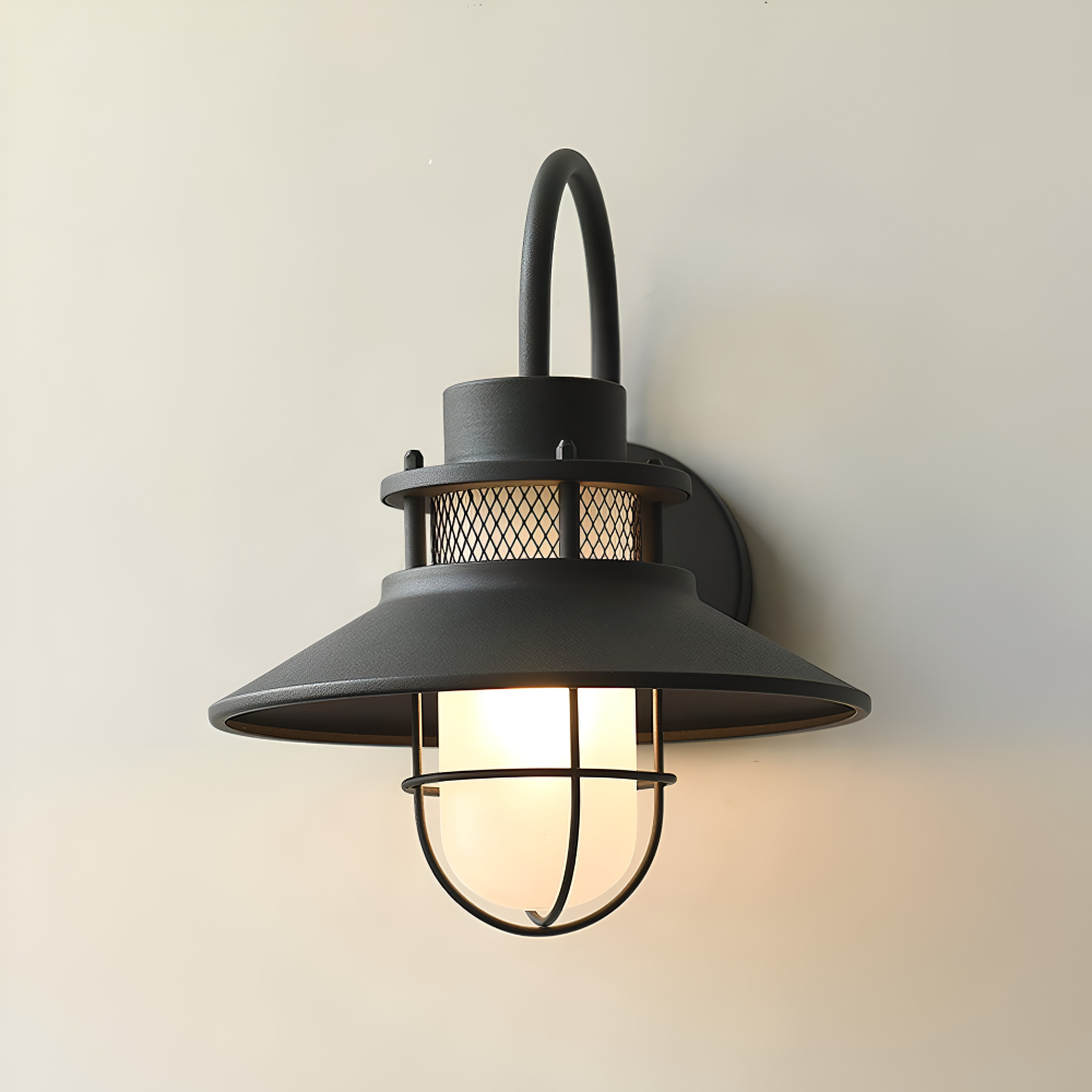 Applique murale extérieure rétro noire, IP65, design industriel, pour un éclairage authentique.